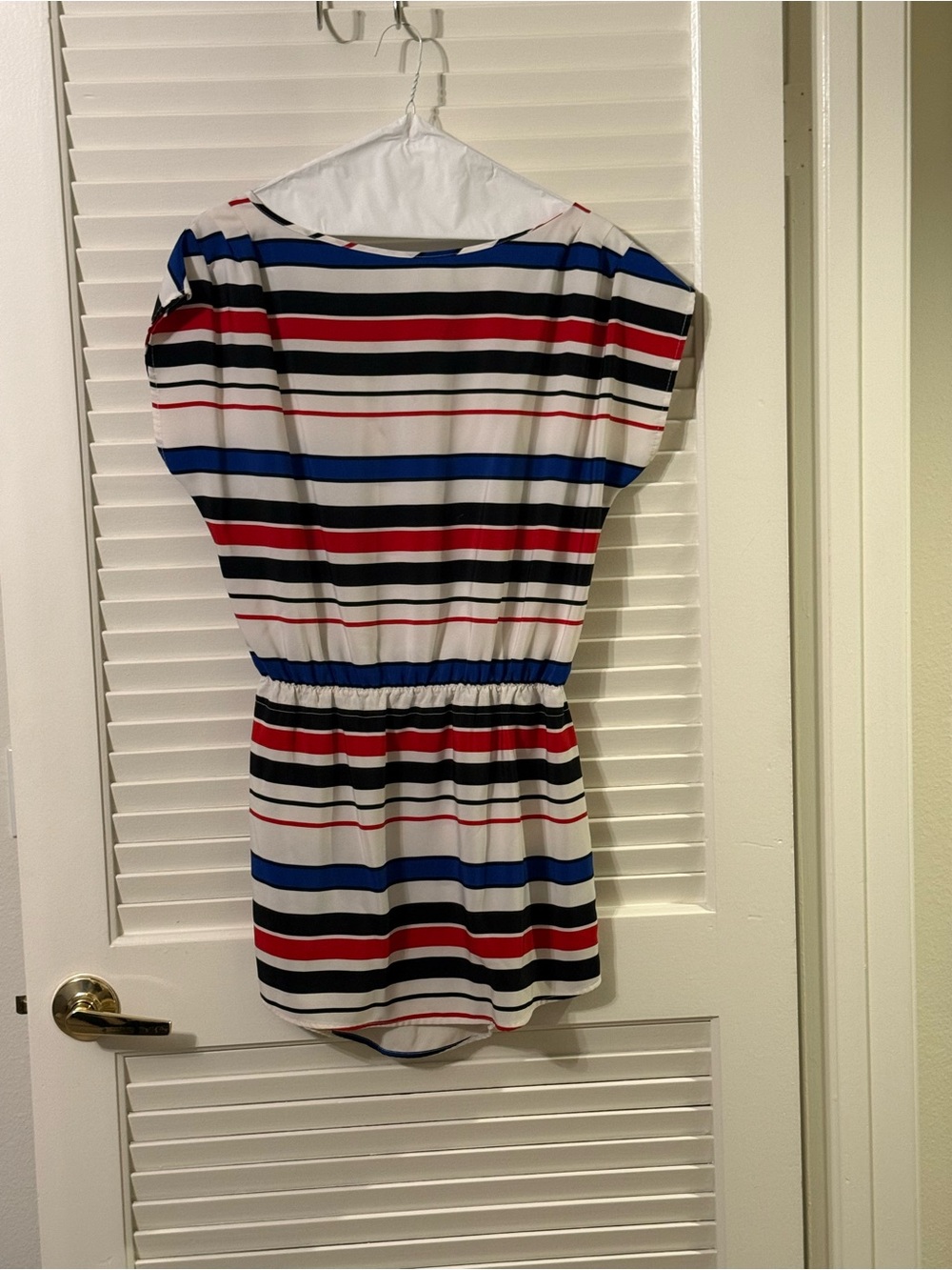 Casual Striped Waist-Elastic Dress - White, Red, Blue, Black Great Condition.